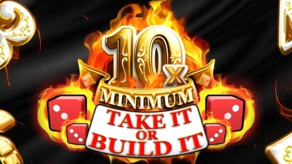 Interface do jogo 10x Minimum Take It or Build It em um dispositivo digital